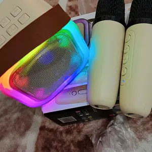 Speaker Bluetooth Set K12 LED Karaoke Super BASS Mic Portabel Microphone Karaoke Rumah Musik Box Set HIFI Full Bass Stereo Bluetooth 5.3 Speaker Home Family KTV Set