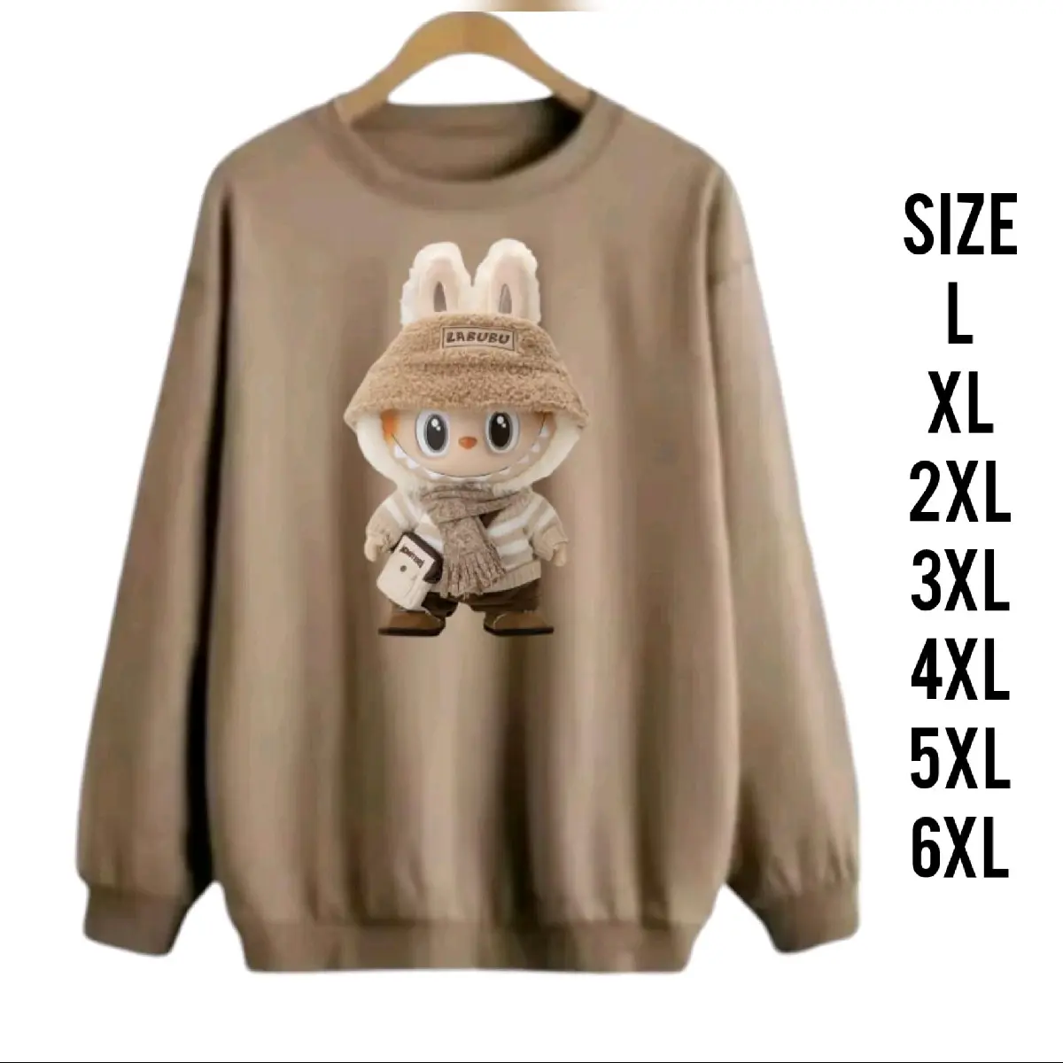Crewneck oversize Labubu size L-6XL Basic Fleece Unisex