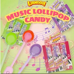 Permen Lolipop Musik Rasa Apel/Stroberi/Anggur Halal Cemilan Viral Anak & Kantor