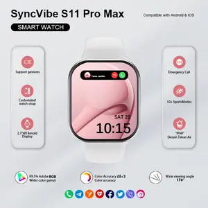 Smart Watch 11 Pro Max 10 Pro Max  Original Unisex - Layar AMOLED 2.2" NFC GPS Tahan Air Panggilan Bluetooth Pengisian Nirkabel + Wallpaper Gratis
