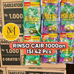 RINSO CAIR JUMBO ISI 42PCS SABUN CUCI BAJU LIQUID DETERGENT