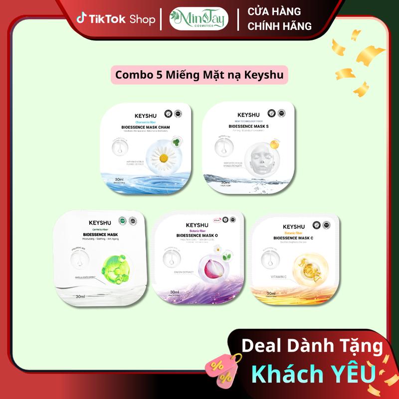 Combo 5 Miếng Mặt Nạ Sợi Xơ Rau Má Centella Fiber KEYSHU Dưỡng Ẩm, Làm Mềm Da,…
