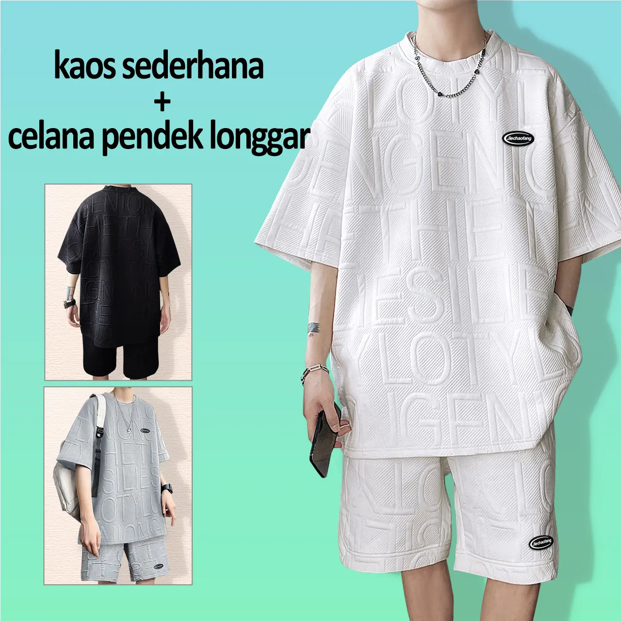 setelan outfit pria suitwear cowok outfit cowok 1 set keren kaos dan celana 1 set celana pendek satu set lengkap pria setelan oversize pria setelan starboy pria outfit  skena