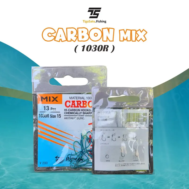 Mata Kail Akita Kitsune Carbon Mix 1030R Ukuran 0,1 0,3 Biru Jig Pancing Ikan 0