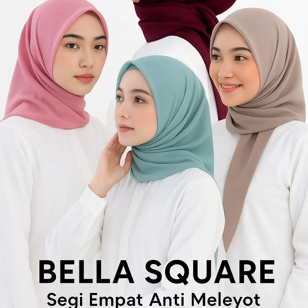Hijab Segi Empat Anti Meleyot - Bella Square - Hijab Muslimah -Fashion muslim