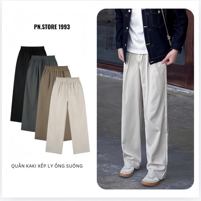 PN.STORE 1993 Quần Kaki xếp ly Ống Suông Chất Liệu Mềm Mại Thoáng Mát Unisex Nam Nữ Màu Sắc Đa Dạng QD06