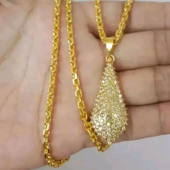 kalung Nuri polos free liontin labu permata titanium gold anti air anti karat Perhiasan 0