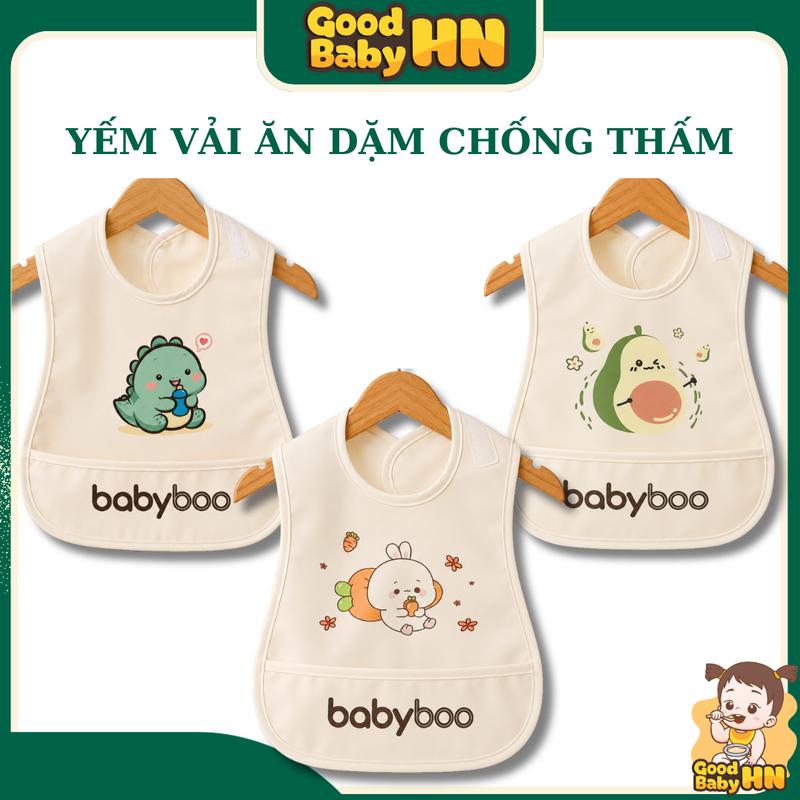Yếm Ăn Dặm Chống Thấm HQ Họa Tiết Hình Thú dễ thương Có Máng Hứng Ngang Cho Bé…