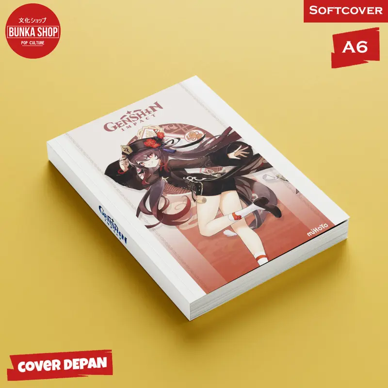 Pocket Note Hardcover Anime Genshin Impact  A6 Buku Tulis Catatan isi kertas polos Putih 4