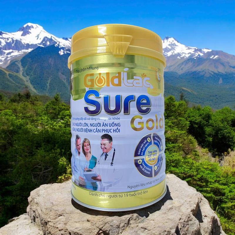 Sữa phục hồi sức khỏe Goldlac Sure Gold 900g- dinh dưỡng tốt cho người già, người ốm yếu, ăn ngủ ngon, phục hồi sức khỏe, ngừa loãng xương