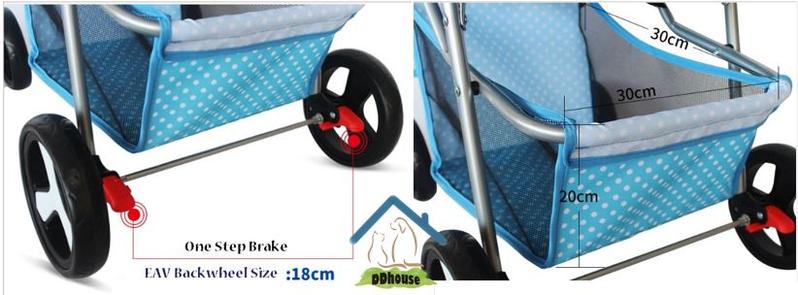 Product Introduction of Classic 3-Wheel pet Prams foldable washable light weight cheap multiple colours big compartment one step folding easy to move 21