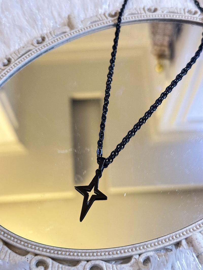 Product Introduction of Kalung Titanium Model Terbaru Pria Wanita Liontin Bintang Hitam Anti Karat - Rantai, Aksesoris 6