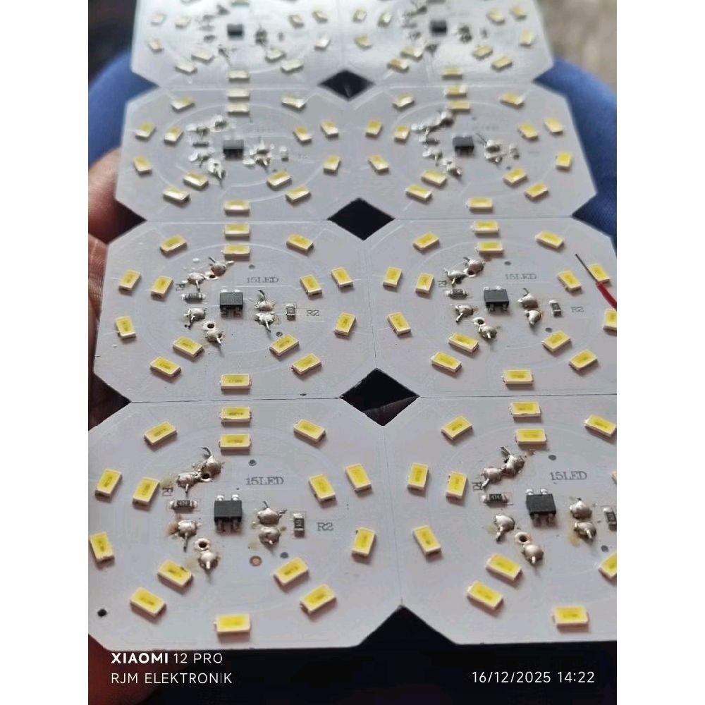PCB LED AC EKONOMIS 15 Watt MODUL Lampu Lengkap Dengan Elco Dan Milar Cuci Gudang