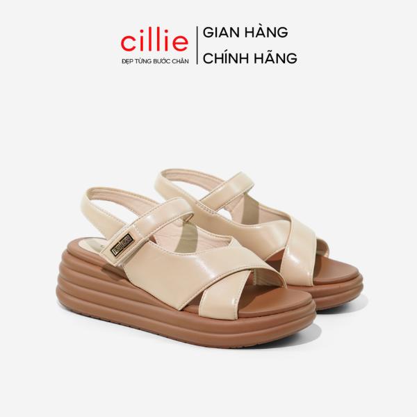 Dép Sandal Giày Cao Gót Đế Xuồng Đế Bánh Mì Nữ Cillie Thời Trang Quai Ngang Dán  Shoes SD29