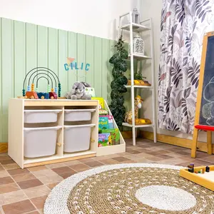 Cilic - Saitama rak mainan anak dan rak buku olahan kayu dengan laci plastik 6 slot -  bookshelf