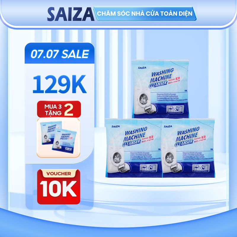 Mua 3 Tặng 2 - Combo 3 Gói Bột Vệ Sinh Lồng Máy Giặt SAIZA 150g/gói Giúp Làm Sạch Lồng Giặt, Tẩy Lồng Giặt, Khử Mùi Lồng Giặt Hiệu Quả Tặng 2 Gói Cùng Loại