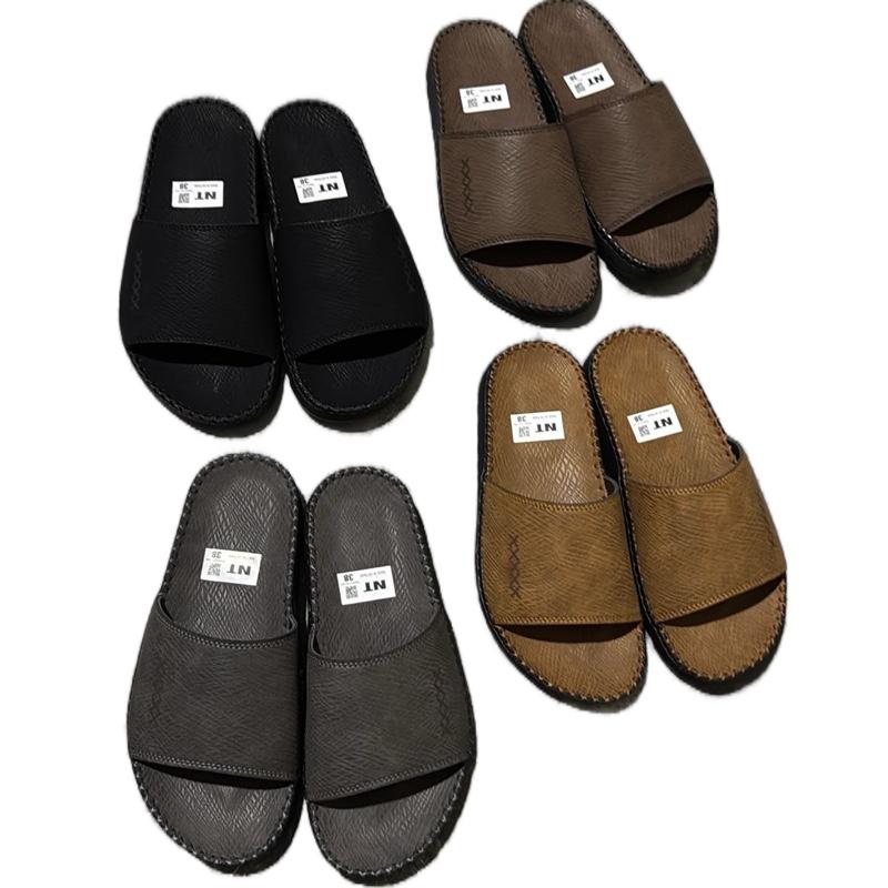 Dép Da Nam Si Rắn Đế Doctor Răng Cưa Quai Ngang Đế Bằng Chống Trơn Trượt - Slipper, Sandal
