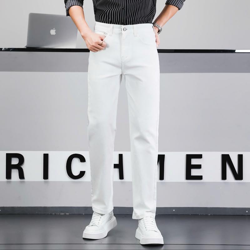 Quần jean nam dài quân jean nam ống suông MÀU TRẮNG MS DL 12 ( ống 20-22 cm tùy size ) Menswear Pants Có Túi