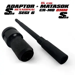 APR JAPAN APR Hex Mata Sock 8mm Panjang untuk Impact Wrench Servis Kiri Matic S08 S09 Logam