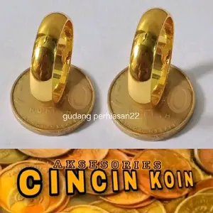 cincin polos koin berlapis logam 1991 warna seperti emas ring