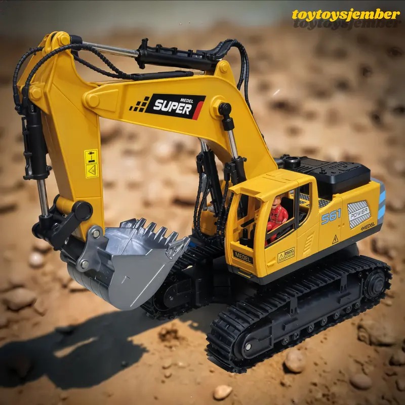 TTJ -  MAINAN REMOTE CONTROL EXCAVATOR JUMBO 16 CHANNEL SKALA 1:14  DENGAN EFEK ASAP LAMPU LED BATERAI CHARGER 0