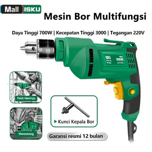 ISKU Mesin Bor Listrik Bolak Balik 700W 220V Hand Electric Drill Multifungsi 5-in-1 dengan Kecepatan 3000 RPM & Sertifikasi K3L