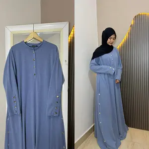 LA - GAMIS NAURA KNIT Premium Jumbo halus- Gamis Lengan Kancing -GAMIS BUSUI KANCING -GAMIS KANCING JUMBO MUAT SAMPE BB 130kg