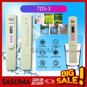 SASUMA PH TDS Meter 3 Alat Ukur Kadar Air Nutrisi Hidroponik Digital PPM Tester Aquarium