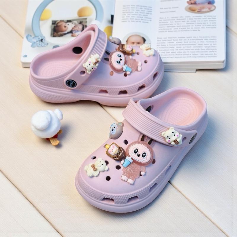  Dép sục dép bánh mì đế cao 5cm cho bé gái hình thỏ Labubu dép cho bé gái thể thao cá tính có 10 hình 