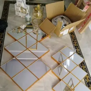 CERMIN BLOK 10pcs DEKORASI UK 16X16 Kaca Fiber Poliframe Kualitas Terjamin untuk Dekorasi Rumah & Dinding Hiasan Kamar Tidur atau Ruang Tamu