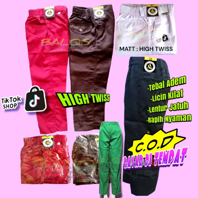 Celana Panjang SD Licin Seragam Sekolah Siswa High Twis Pria Fashion Katun Twiss Cowok 7