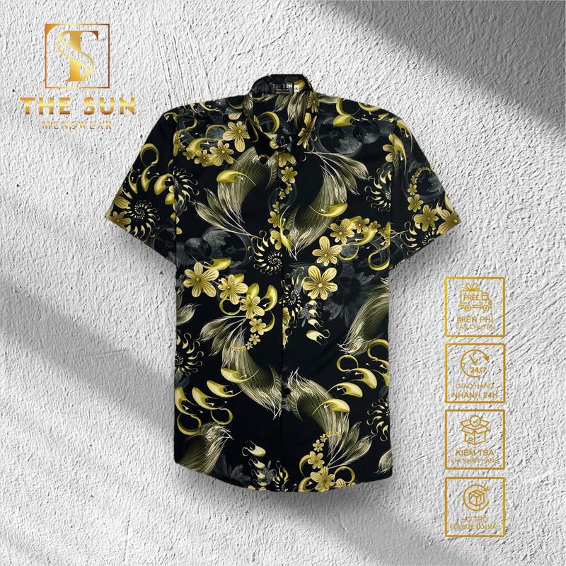 Áo Sơ Mi Lụa Họa Tiết Hoa 3 Màu - Cuban Shirt TS73, TS74, TS75 - Size 50-100kg - Vải Lụa Thoáng Mát, Chống Nhăn, Chống Nhàu Tốt - The Sun Menswear