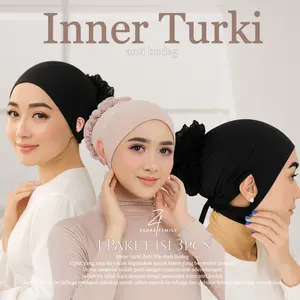 PAKET HEMAT 3 PCS ciput TURKI anti budeg/anti SLIP Dalaman hijab anti pusing zinc turkey coklat seruty dalaman hijab anti geser