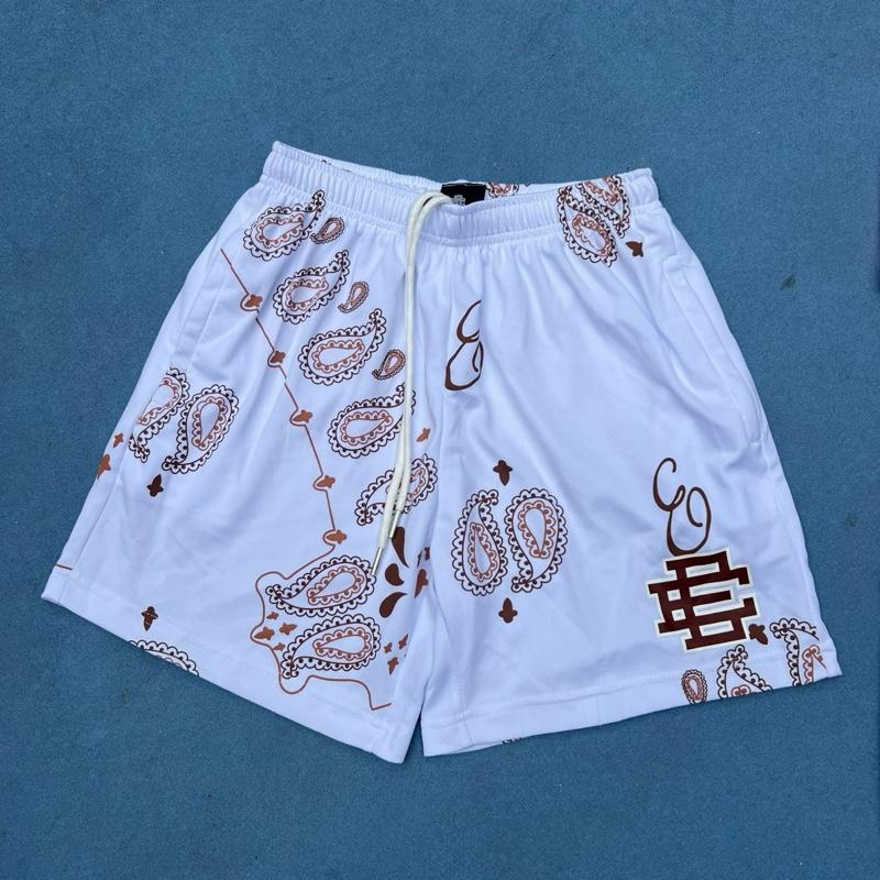 Quần short nam Âu Mỹ in kéo sợi hoạ tiết thổ cẩm chất liệu polyester vải co dãn 2 chiều thoáng khí, mỏng mát mặc hè, from trên đầu gốisize 40-110kg của nhà DUMIMAN xl 【 9 】 d093 quần short xanh látúi lớn Menswear 3
