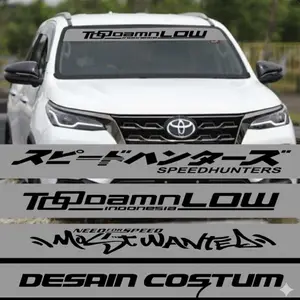 Stiker Kaca Mobil Depan Bisa Costum dan Request Bahan Maxdecal Kualitas 100% Tahan Panas dan Air Cocok untuk Segala Mobil Desain Costum