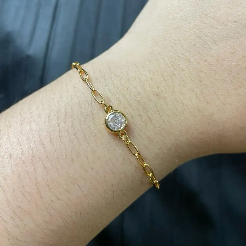 [CO 2 BARANG GRATIS 1] GELANG RANTAI KEYLA DENGAN MOTIF RANTAI PAPERCLIP MATA SATU BTARI PERHIASAN