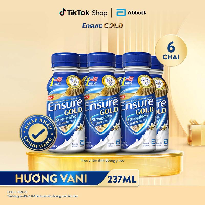   ENSURE x HANNAH  LỐC 6 CHAI SỮA ENSURE GOLD DẠNG LỎNG 237ML 