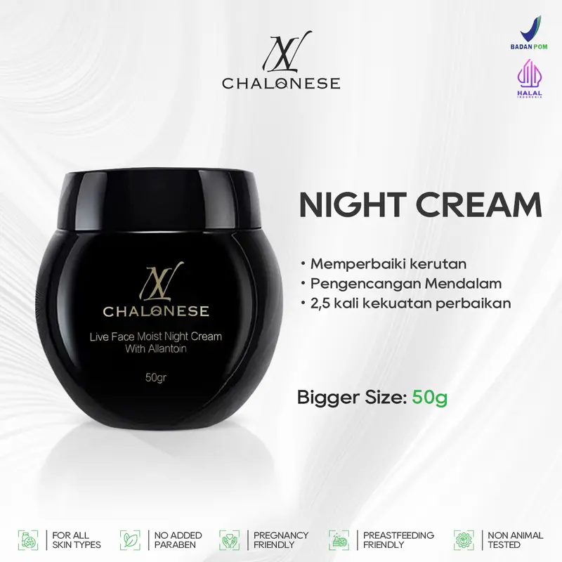 CHALONESE Memutihkan Anti Kerut BPOM mengandung bosein 10% Niacinamide Brightening Moisturizer Glowing Moisture Gel 50g Cream Pemutih Wajah penuaan menghilangkan kerutan  Day Cream Night Cream 5