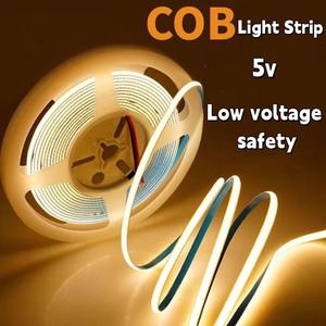 Jalur Cahaya COB, Putih Hangat, Jalur Cahaya COB, Jalur Lampu Latar TV, Lampu Hiasan Rumah, Tersedia dalam Panjang 1 hingga 5 Meter, LED Home Lighting