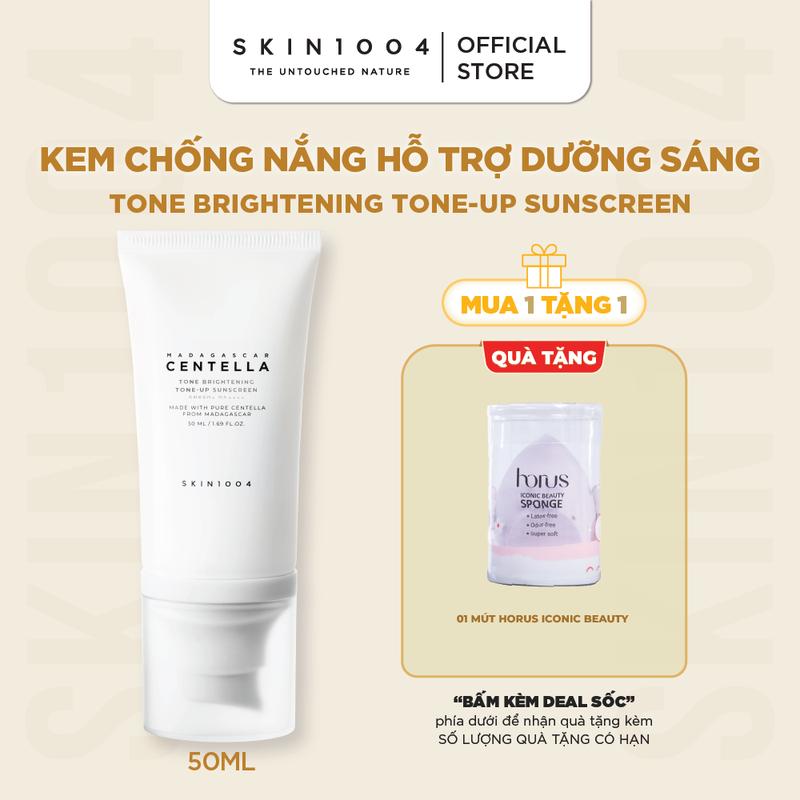 [LS][Tặng 1 mút trang điểm Iconic] SKIN1004 Kem chống nắng Madagascar Centella Tone Brightening Tone-up Sunscreen SPF50+ PA++++ 50ml