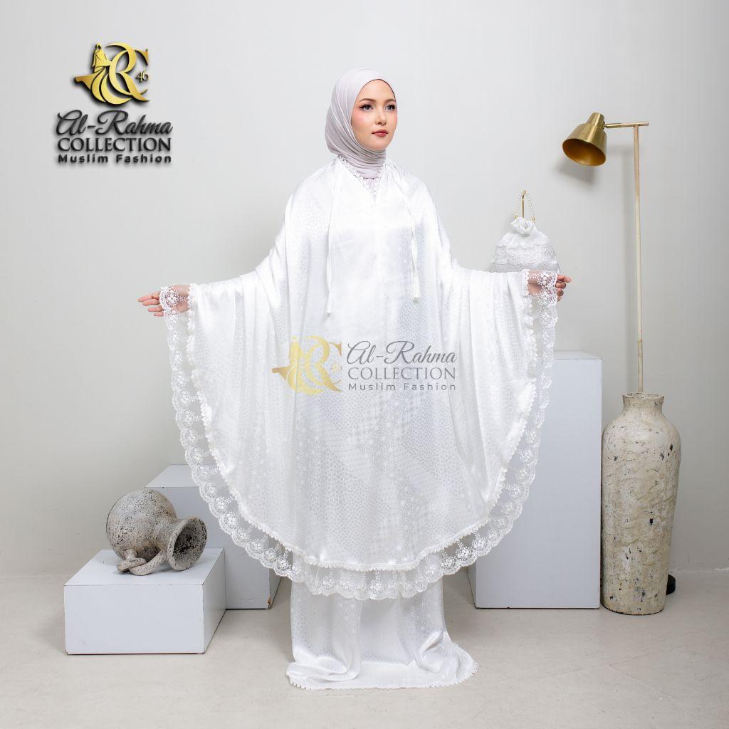 AL RAHMA - Mukena Durriya 2 in 1 Bahan Armany Silk Jacquard Motif Warna Dengan Renda Cantik Dan Mewah