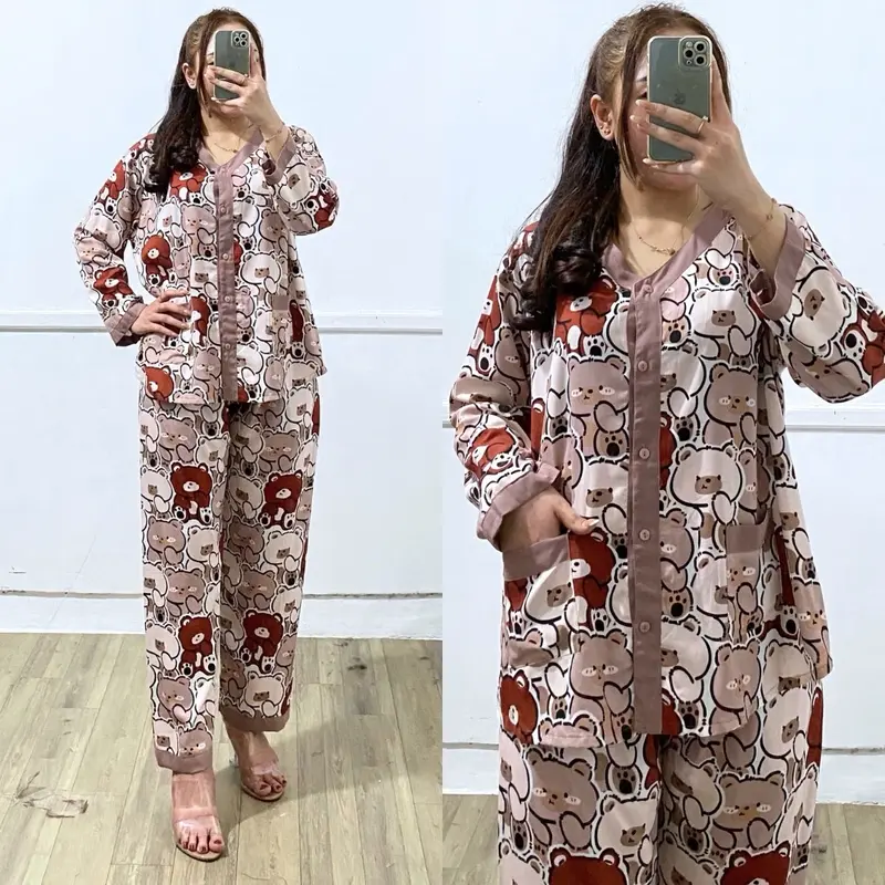 Setelan baju lengan panjang kencing aktif busui able Ld 120cm celana panjang 4