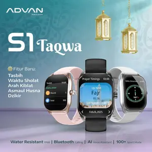 ADVAN Smartwatch S1 Taqwa AI Voice IPS 2.01 inch Waterproof Bluetooth Call Waktu Sholat Arah Kiblat Pengingat Tasbih Digital