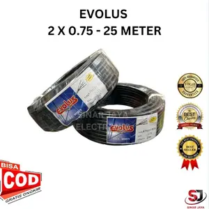 Kabel Listrik/Audio Serabut Evolus 2 x 0.75 (25 METER ) HITAM