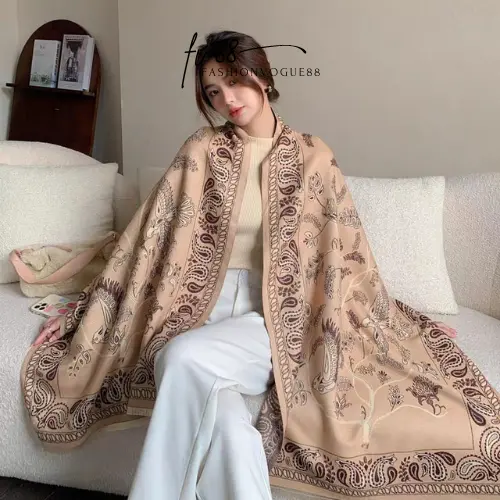 fv88 - Syal Leher Batik Korea Scarf Winter Import Cashmere Premium Musim Dingin Uk 185x165cm