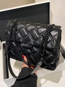 Bolsa de mujer moderna, personalizada, simple y versátil, con diseño de cadena de rejilla de diamantes exquisito y nicho, bolsa cruzada de hombro casual texturizada, adecuada para el traslado diario, compras, citas, fiestas y otras ocasiones