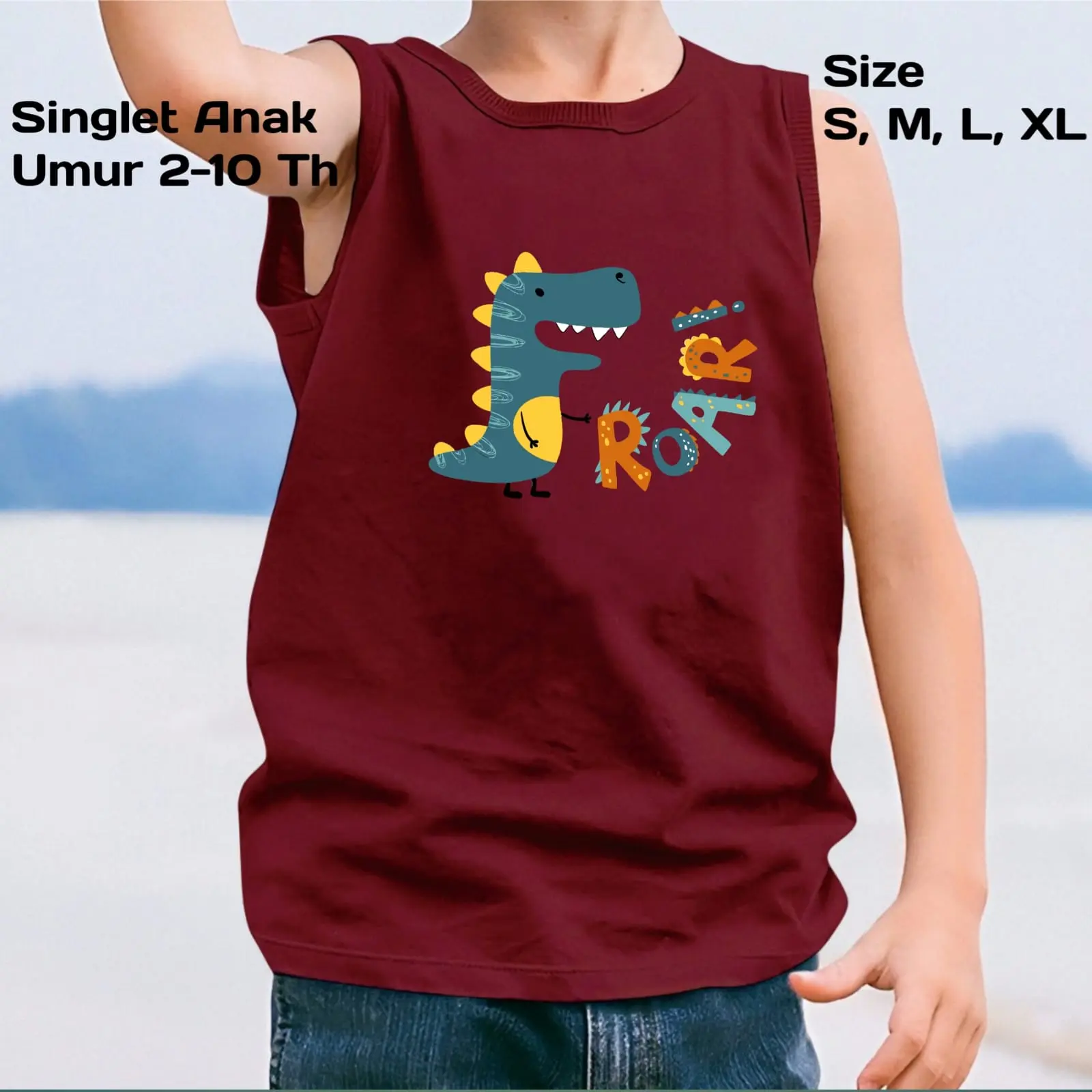 Kaos Lekbong Ideal Anak Cowok/Cewek Unisex Singlet 2-10 Tahun Trendy Ideal ROARR - Fashion Perempuan daily 6-7 tahun baju anak  skena Laki-Laki