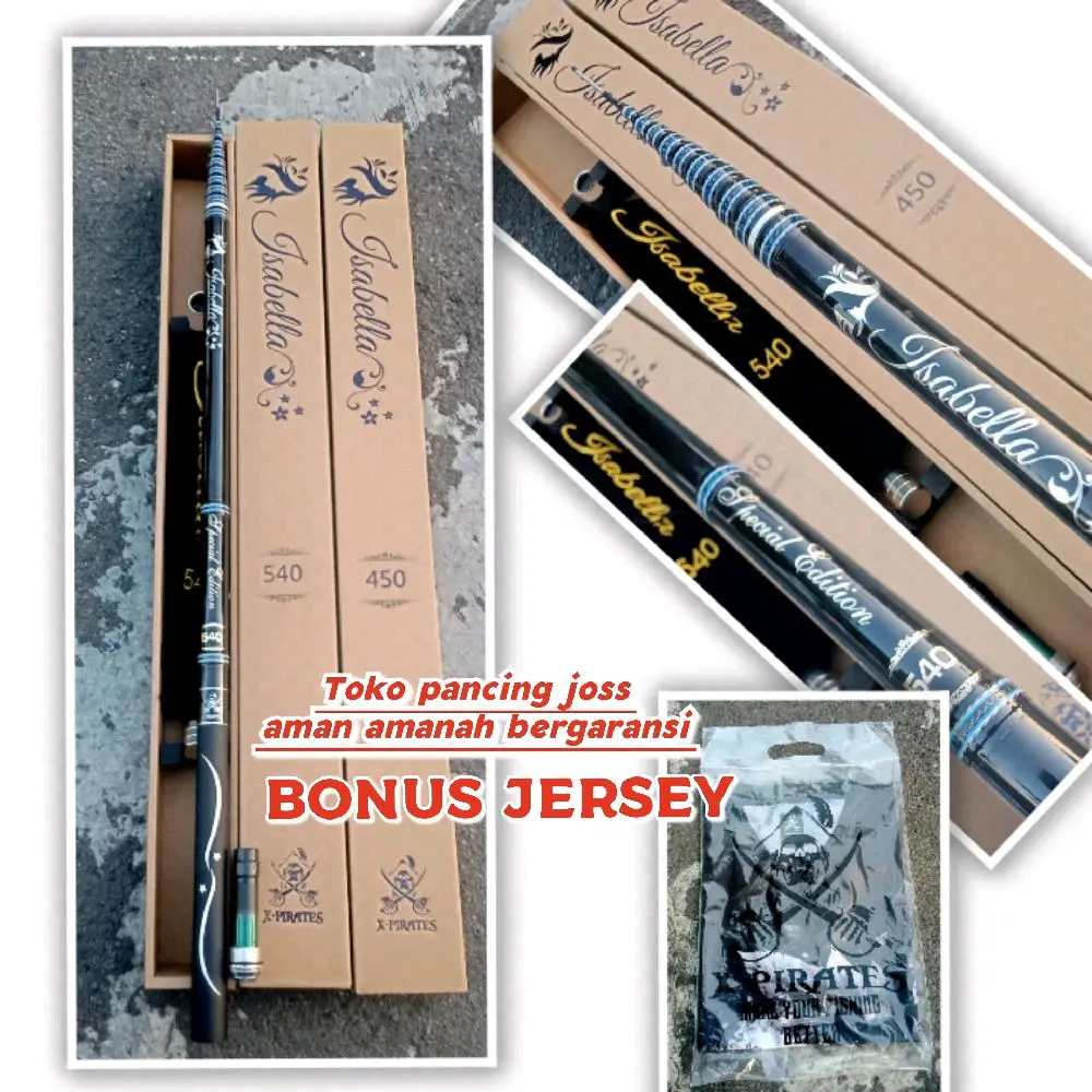 Tegek Kolong Isabella X-Pirates 450/540/610 Carbon Kaku Bonus Jersey Pancing