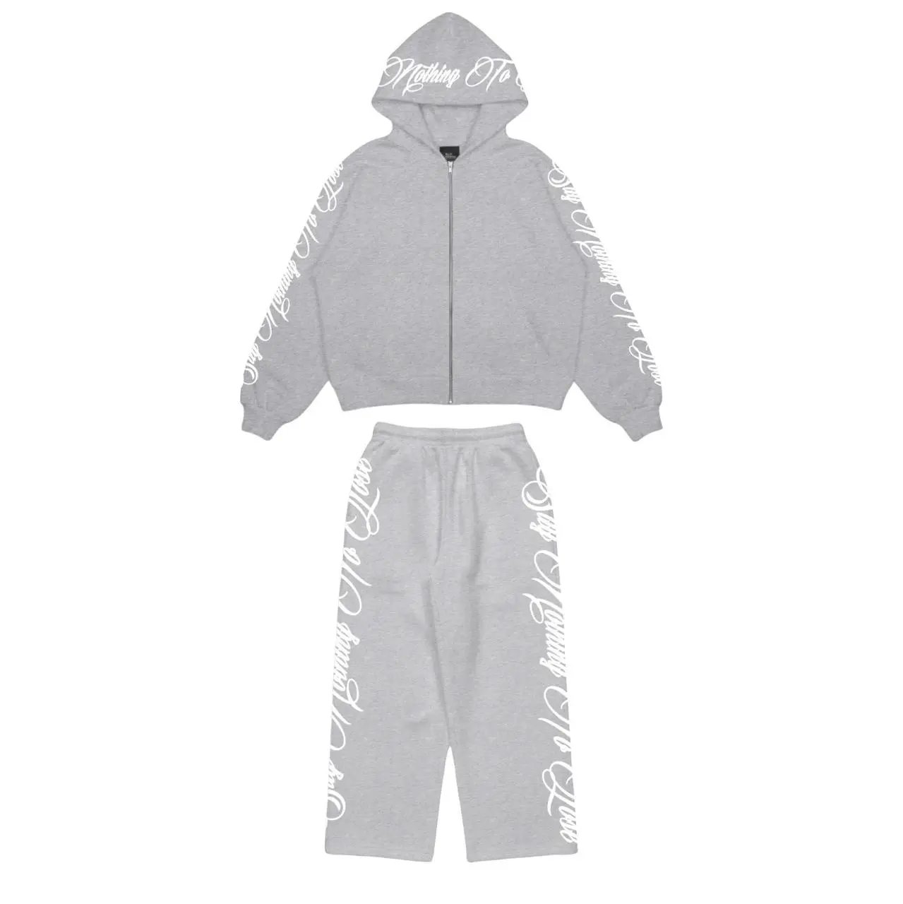 Do The Flow One Set Hoodie Boxy Oversized Sweatpants Baggy Unisex Abu-Abu