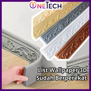 LIST WALLPAPER STICKER 3D MOTIF BATIK WARNA HIASAN DINDING DEKORASI RUMAH 1.15 METER (B5)(B8)